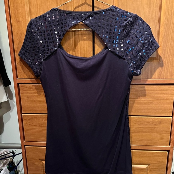 Navy sequined WHBM blouse - Picture 5 of 5